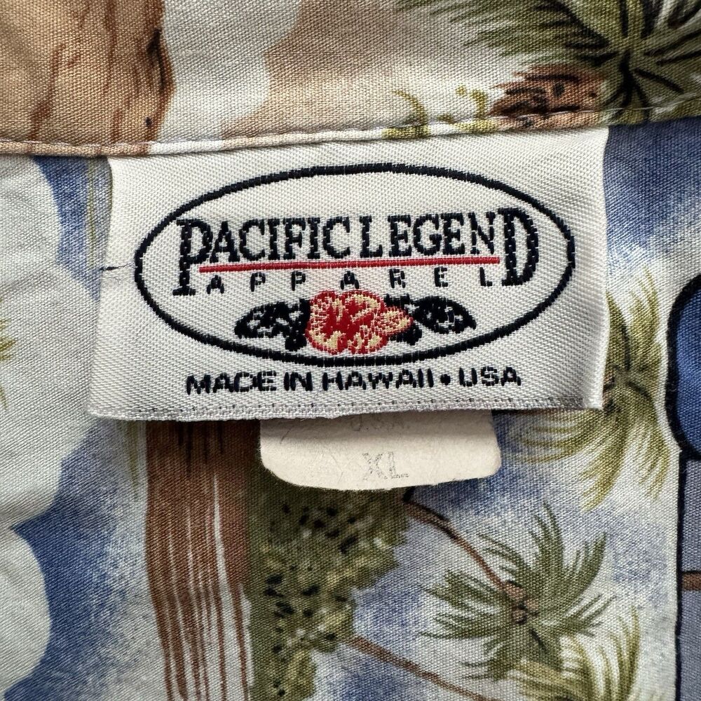 VTG 90s Hawaiian Shirt Mens XL Pacific Legend Bikini Pin Up Girl Camp USA Made - Picture 3 of 8